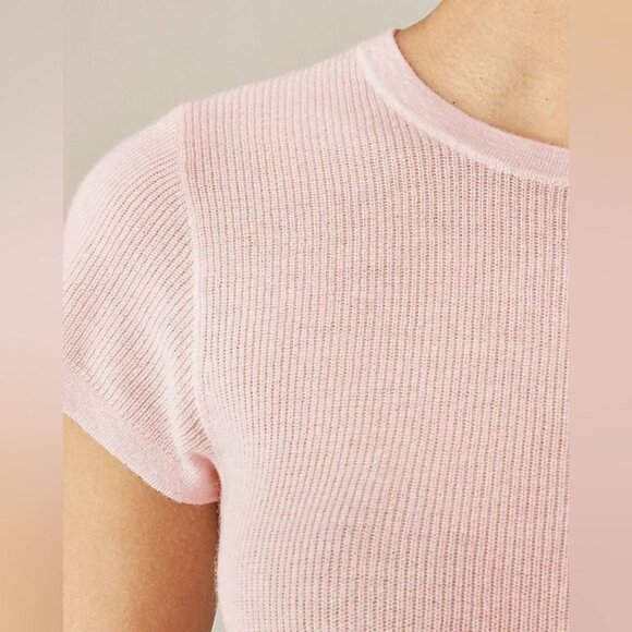 NWT J. Crew Ribbed Featherweight Cashmere T-shirt Soft Blossom Pink Size Small - Picture 3 of 7